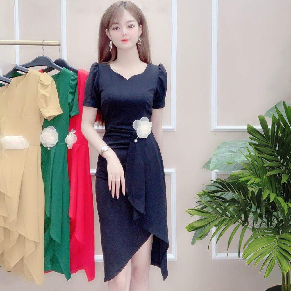 Đầm Váy nữ dự tiệc thiết kế cao cấp chất umi cổ tim tay bồng công sở dạo phố - Hàng mới về