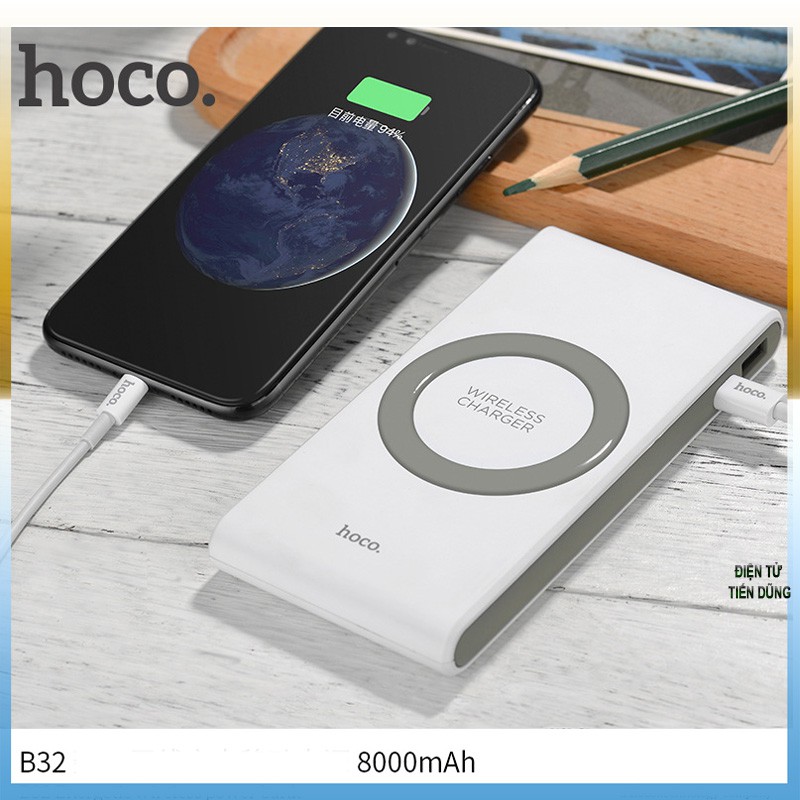 Pin sạc dự phòng Hoco B32 kiên sạc không dây dung lượng 8000mAh chính hãng
