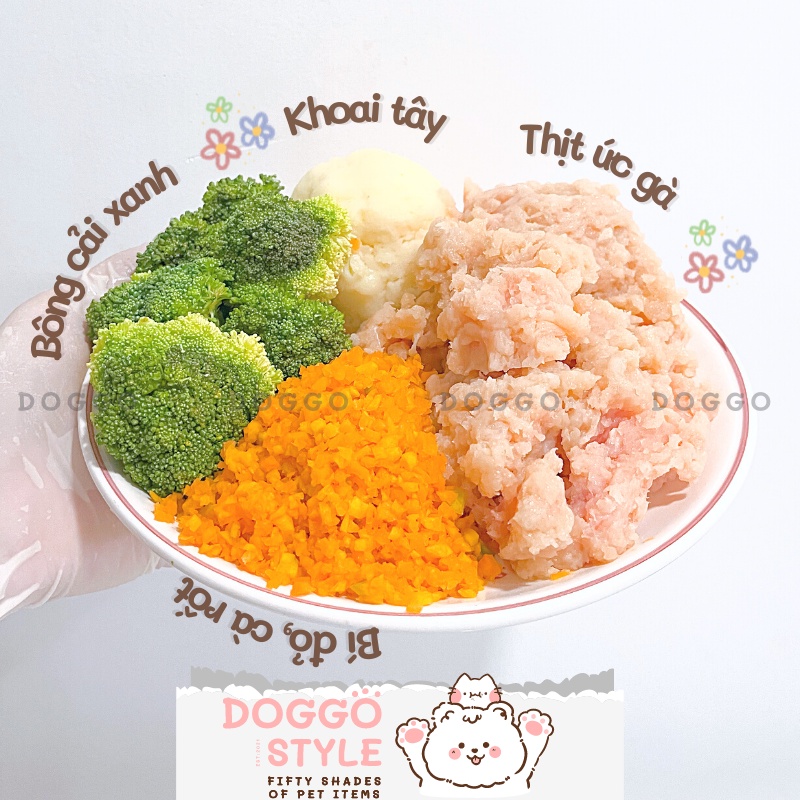 Bữa Ăn Dinh Dưỡng Cho Chó Và Mèo Xúc Xích Gà/Heo Rau Củ Tươi Hấp Cung Cấp Protein Chất Xơ DoggoStyle