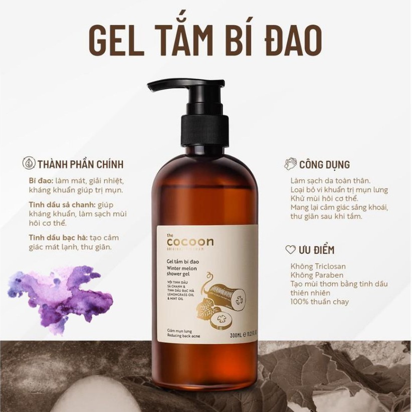 Gel Tắm Bí Đao Cocoon Winter Melon Shower 300ml