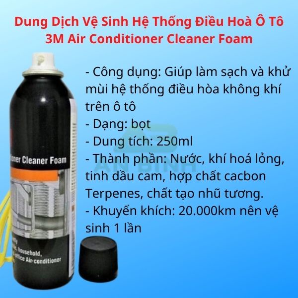 Chai Vệ Sinh Dàn Lạnh – Vệ Sinh Điều Hòa Xe Ô Tô 3M Air Conditioner Cleaner Foam Dạng Bọt - Hàng Chính Hãng 3M