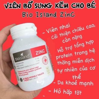 [FREESHIP+ HÀNG CHUẨN AUTH] KẼM ZINC BIO ISLAND 120 viên cho trẻ từ 1 tuổi