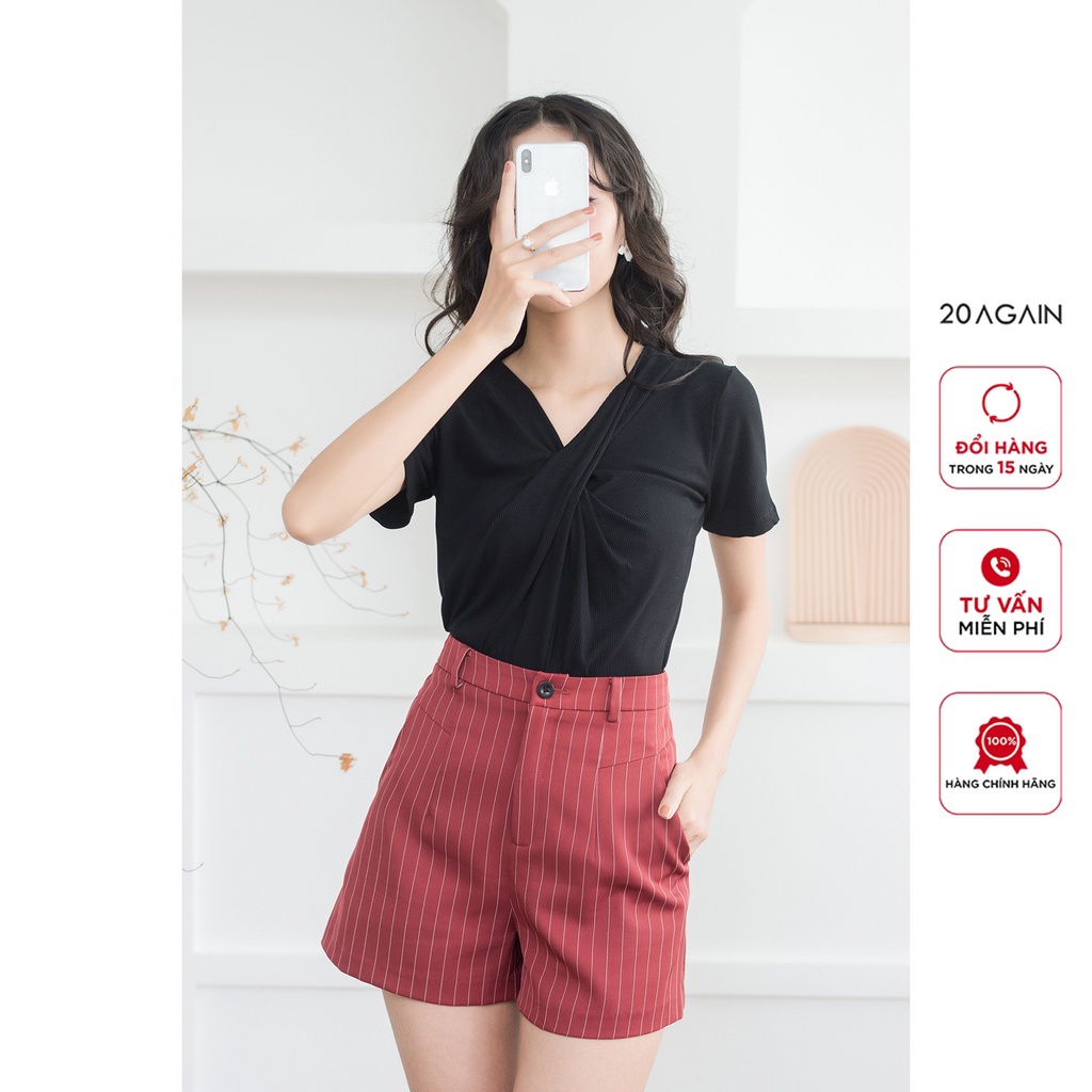 Áo thun ngắn tay 20AGIAN, thiết kế vổ V xoắn ngực ATA2248