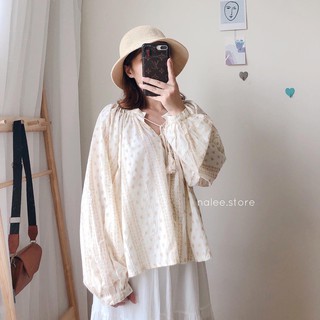 Áo boho cổ nơ tay bồng
