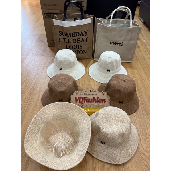 Set Túi Mũ Cói Đi biển chụp hình_Túi cói Nón Cói siêu xinh