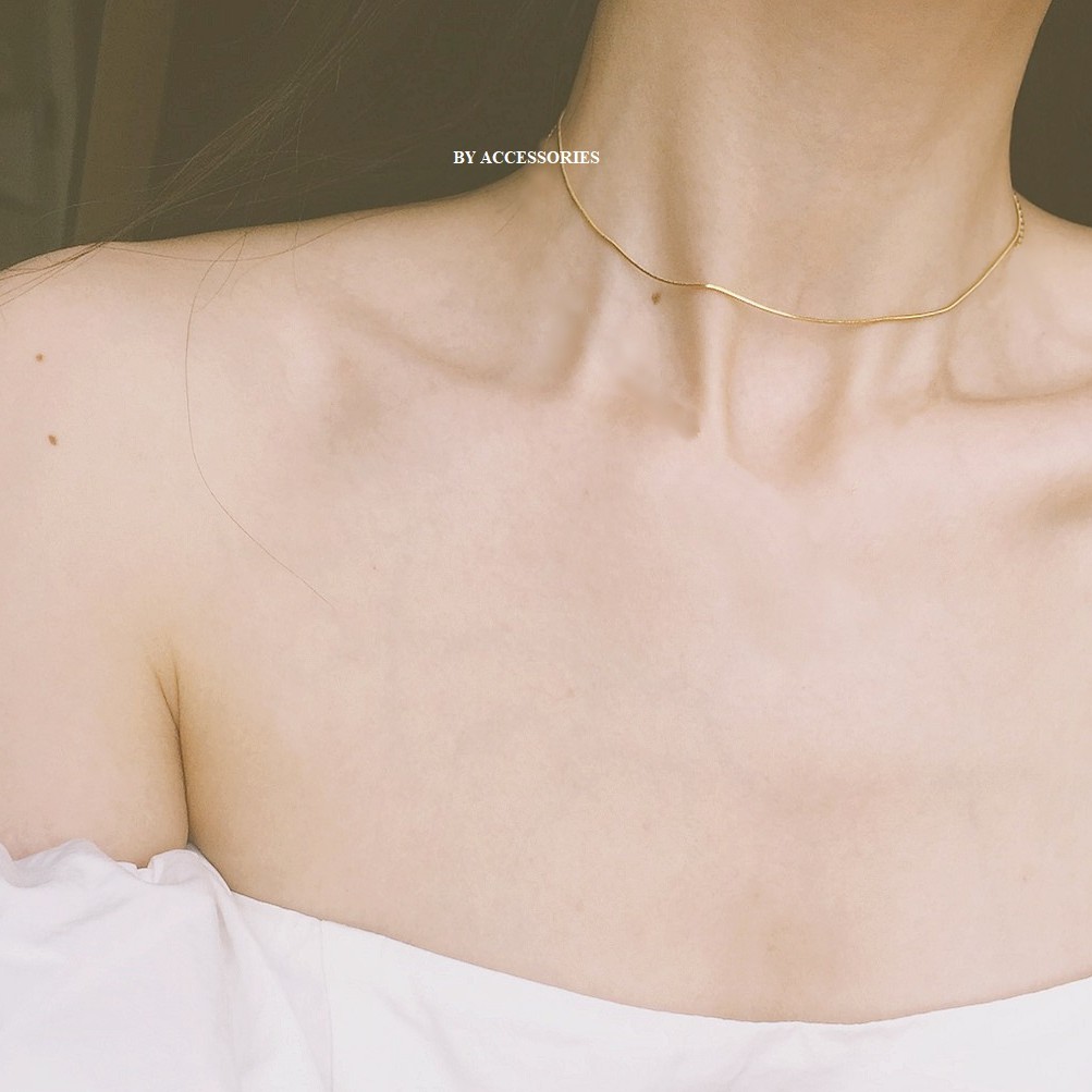 Choker dây chuyền titan dây mì mảnh không gỉ
