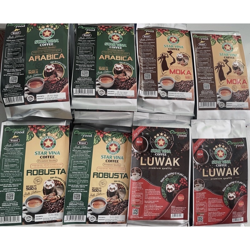 Túi 500gr cà phê hạt rang xay nguyên chất tại lò Star Vina