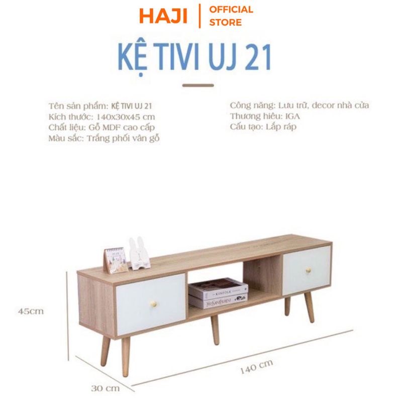 Kệ Tivi HAJI để sàn có ngăn kéo lưu trữ, Tủ kệ trang trí cho không gian phòng khách thêm sang trọng hiện đại A155
