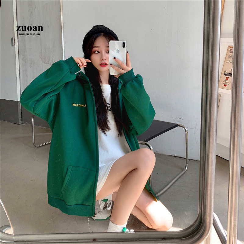 SUXI Áo Hoodies Hoạ Tiết Chữ Thời Trang Thu Đông Cho Phái Nữ