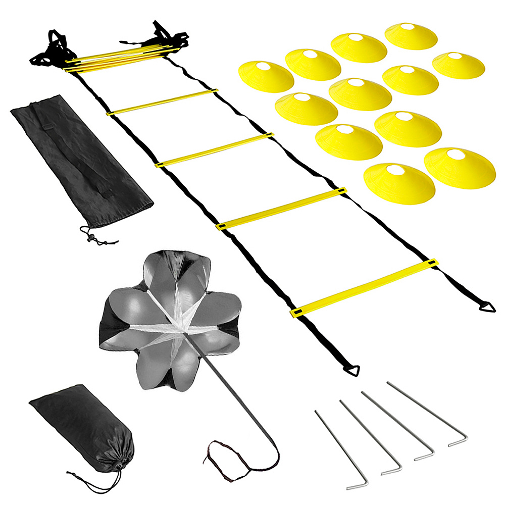 WinnerYou Speed Agility Training Kit Agility Ladder Football Ladder with 12-Rung with 12 Cones and 4 Stakes Football Training Equipment Speed Agility Training Kit for Football Basketball Baseball Hockey