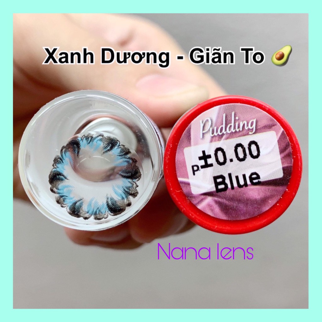 [Yêu thích] Lens cánh hoa xanh giãn tròng to 0 độ (Sử dụng 12 tháng) tặng kèm khay đựng - Nana lens