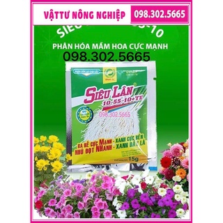 Hộp (50 gói) Siêu lân xanh kích thích ra rễ và phân hóa mầm hoa 10-55-10+ TE 15G (Phân bón Ra Rễ Nhú Đọt Xanh Dày lá)