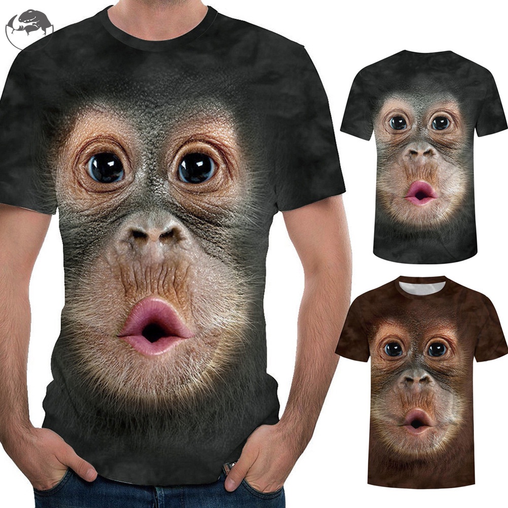 Áo nam ngắn tay cổ tròn in hình khỉ Gorilla 3D