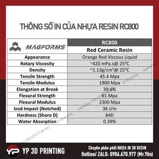 [Nhựa in 3D Resin Gốm Đỏ RC800] MAGFORMS Red Ceramic Resin 1000ml (RC800)