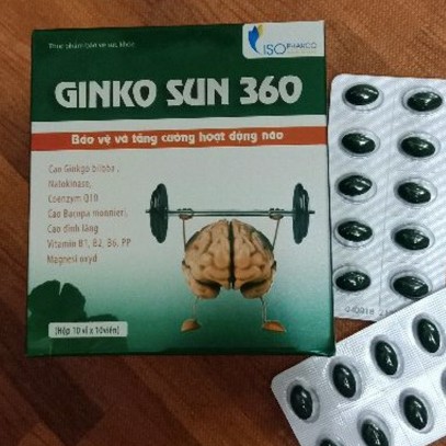 Hoạt huyết dưỡng não GINKO SUN 360 - Bảo vệ và tăng cường hoạt động não ginkgo hộp 100 viên