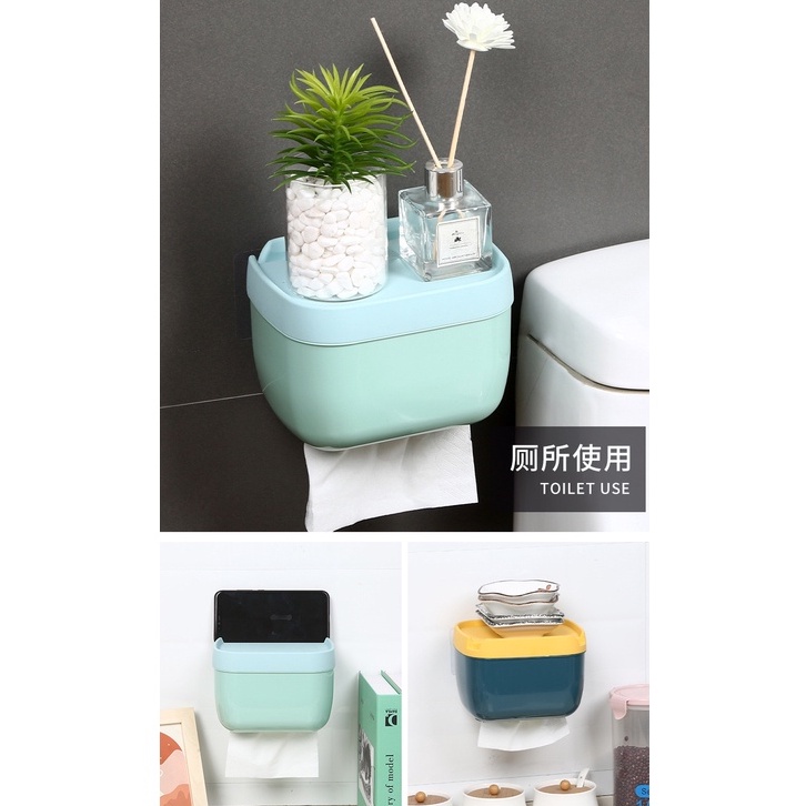 Hộp đựng giấy vệ sinh, kệ để giấy vệ sinh chống nước gắn tường nhà tắm tiện lợi không cần khoan đục