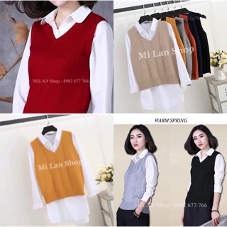 Áo gile len công sở dệt kim 2 kiểu hàng L1