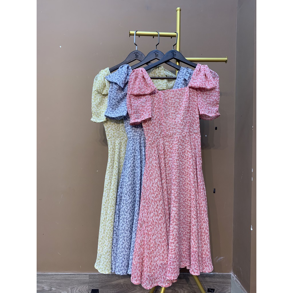 [Mã SKAMA06 giảm 8% tối đa 50K đơn 250K] Monoco- Váy hoa cô vuông đính nơ 2 bên vai- 8530 | BigBuy360 - bigbuy360.vn