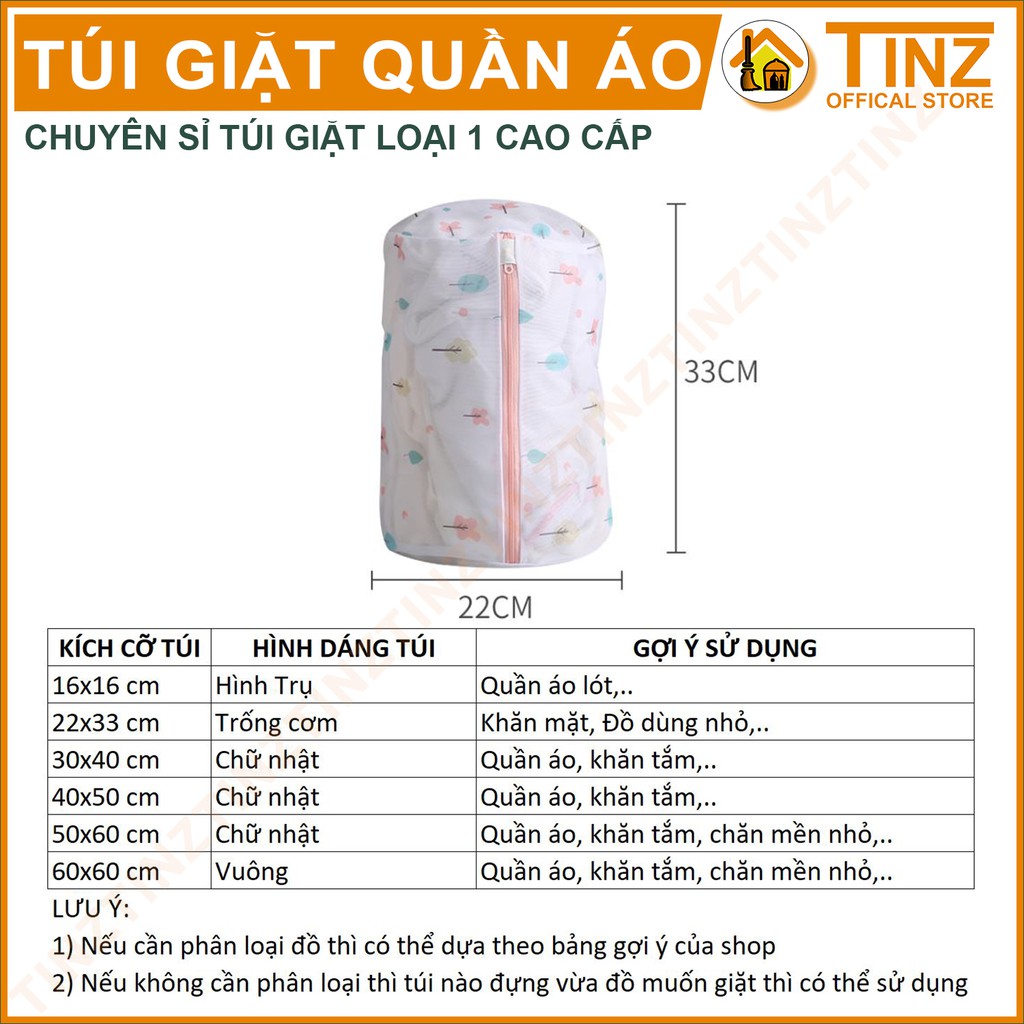 Túi Giặt TINZ VN Cây Xanh, Túi Lưới Giặt Đựng Áo Quần Cao Cấp Dành Cho Máy Giặt