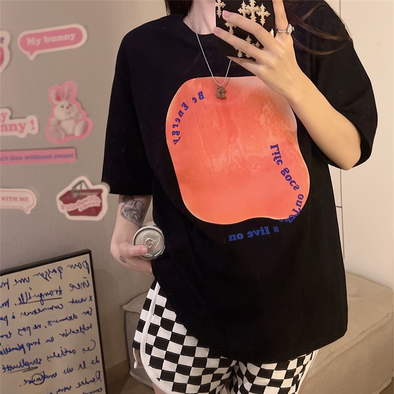 SUXI Áo Thun T-shirt Tay Ngắn Cổ Tròn In Hình Đơn Giản Thời Trang Mùa Hè Dành Cho Nữ