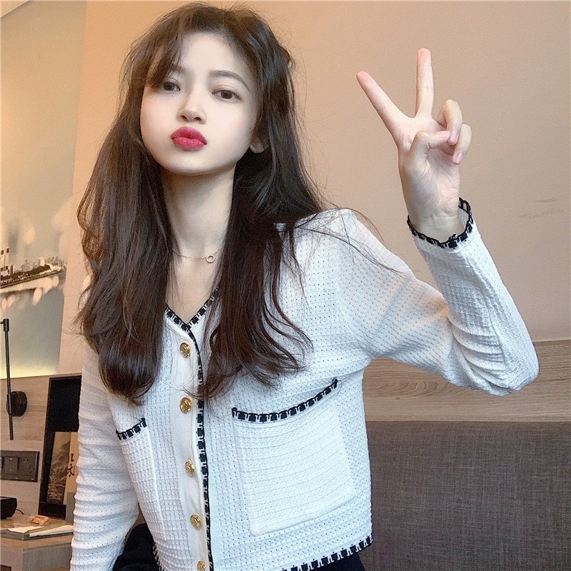 Áo khoác cardigan ZHELIHANGFEI dệt kim tay dài cổ chữ V thời trang dành cho nữ