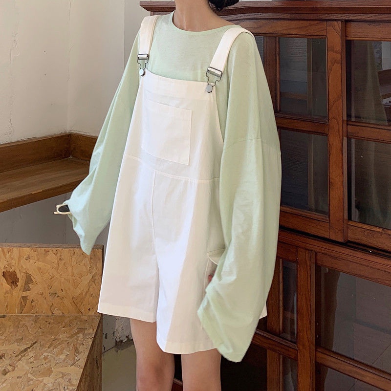 Bộ Áo Tay Ngắn Dáng Rộng Phối Quần Short Ống Rộng Kiểu Hàn Quốc Thời Trang Mùa Hè Cho Nữ