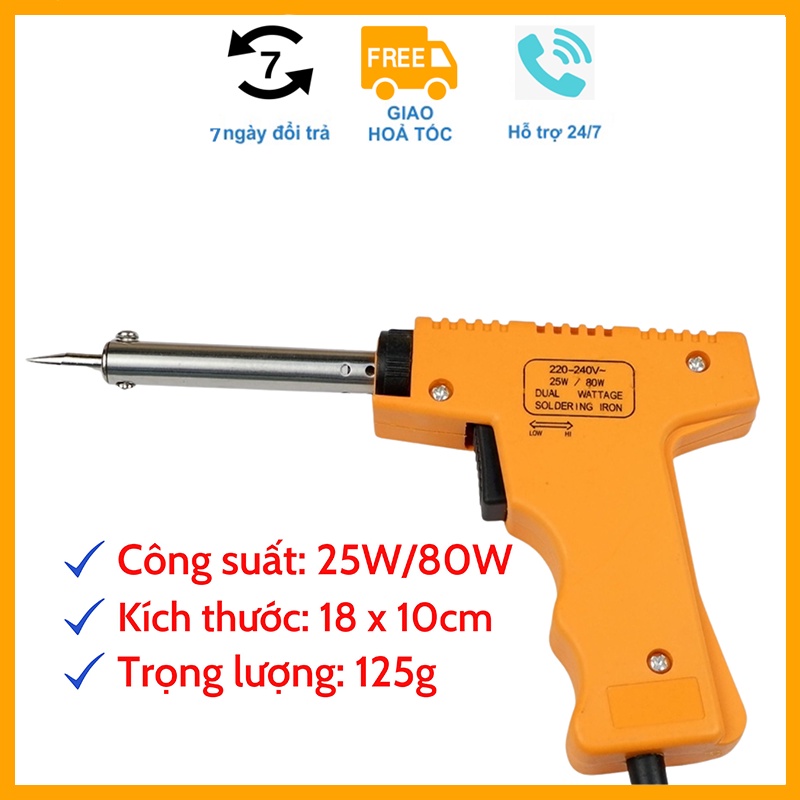 Mỏ hàn thiếc cầm tay, máy hàn thiếc Soldering IRON hai chế độ 25W/80W hàn linh kiện điện tử