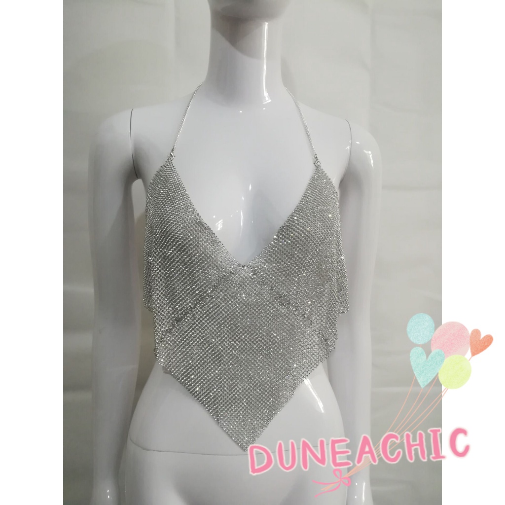 DUNEA Áo Tank Top Phối Dây Xích Kim Loại Quyến Rũ Cá Tính Cho Nữ