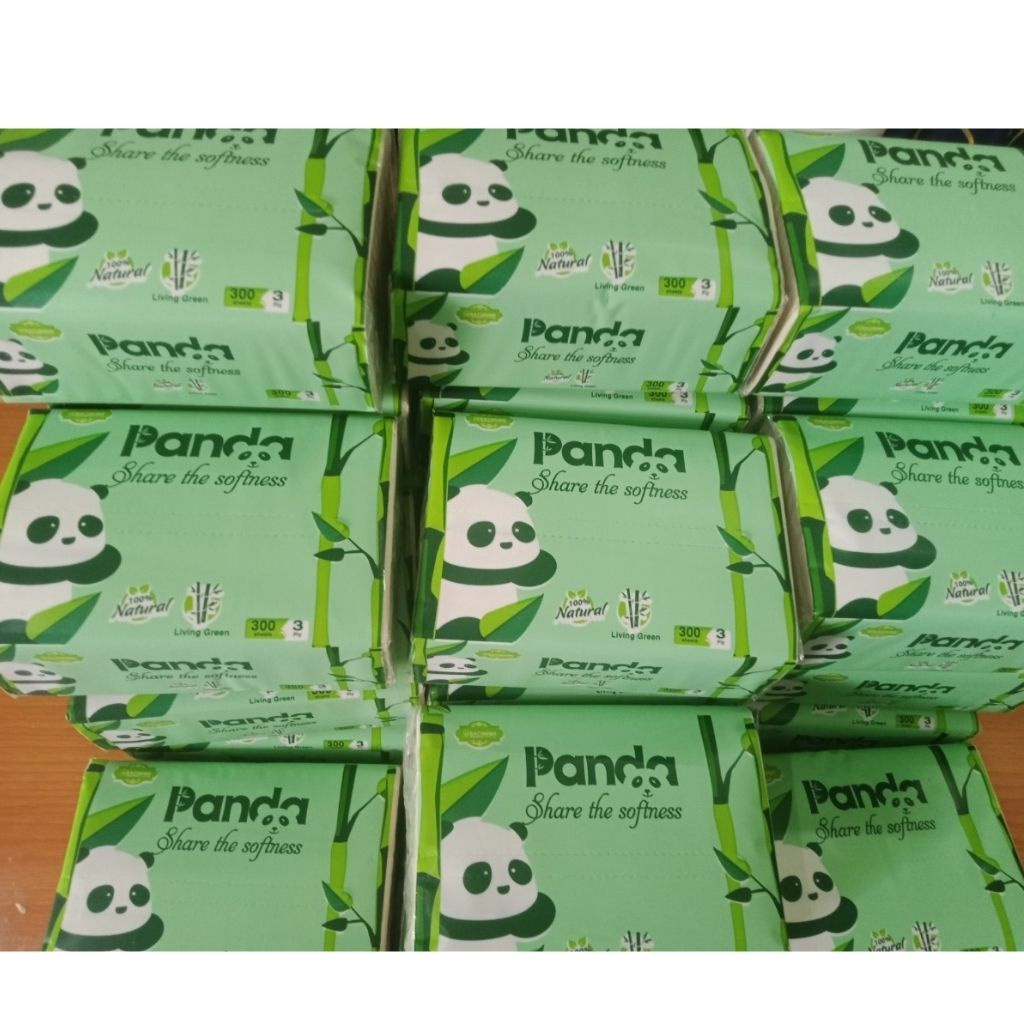 Gói giấy ăn gấu trúc Panda 4 lớp không tẩy, siêu dai_màu xanh