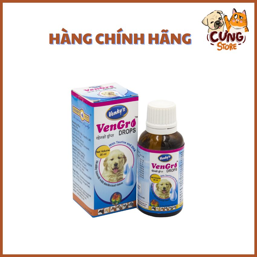 Vengro Drops cung cấp các vitamin, acid amin phù hợp cho tăng cường hệ miễn dịch cho thú non.