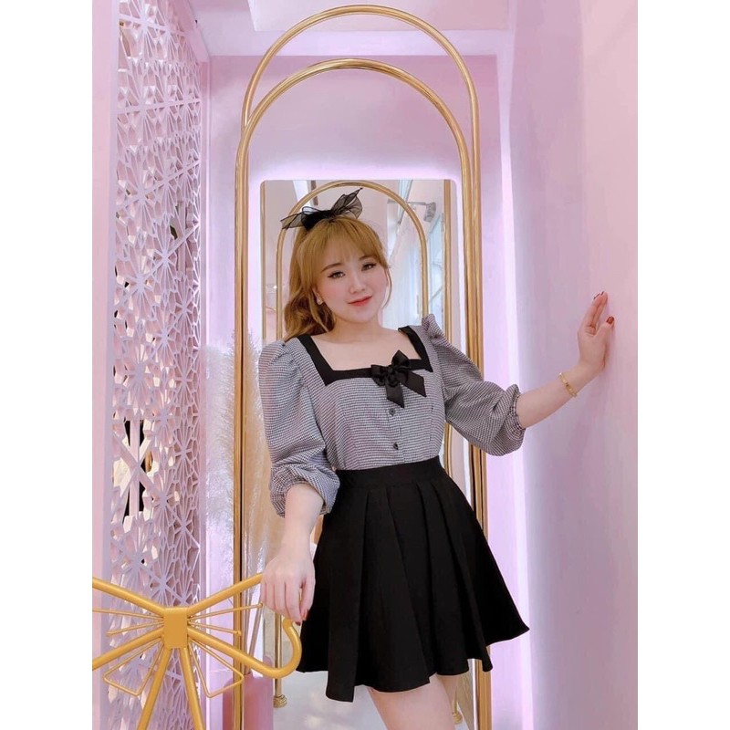 áo tay phồng cổ vuông ca rô bigsize | BigBuy360 - bigbuy360.vn