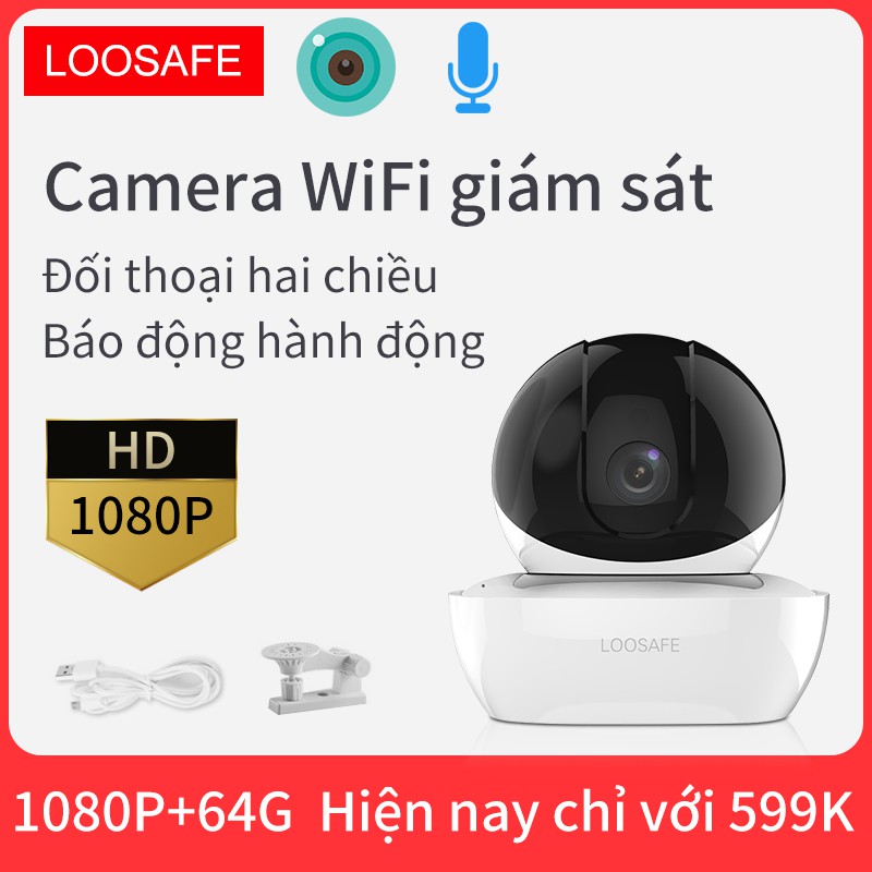 Camera wifi tầm nhìn ban đêm HD , hỗ trợ camera giám sát từ xa trên điện thoại di động và lưu trữ qua thẻ TF