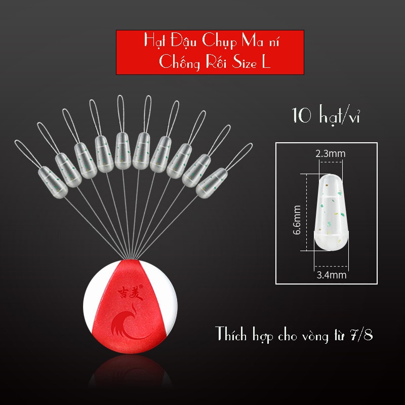Chụp Maní Silicon - Chụp Khóa Silicon Câu Đài , Câu Đơn Cao Cấp. Vỉ 10 Hạt Chụp Ma ní Tiểu Phượng Cao Cấp