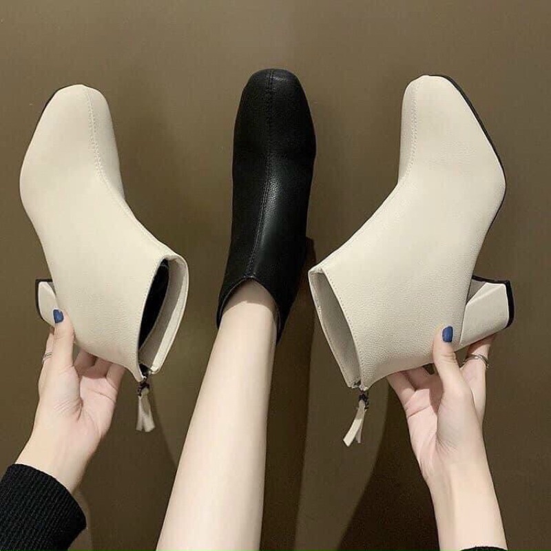 BOOT Da trơn gót vuông cao 5cm dễ phối đồ phong cách hàn quốc | BigBuy360 - bigbuy360.vn