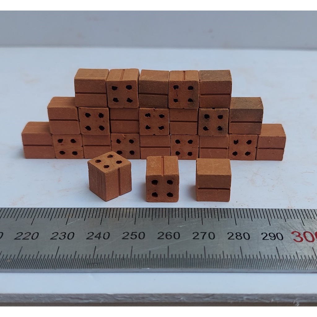 100 viên - GẠCH ỐNG 1/2 Mini 10x10x10mm, Gạch Đất Sét Nung Mô Hình, Tiểu Cảnh.