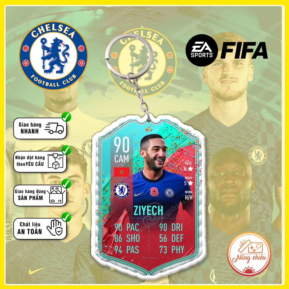 Móc khóa thẻ CLB bóng đa Chelsea - Thiết kế với mọi cầu thủ