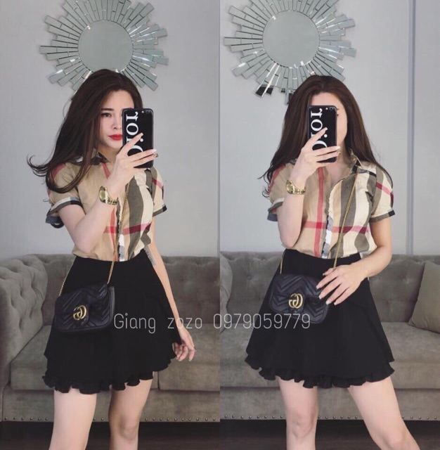 Chân váy xòe chân bèo có lót quần, Chân váy dáng ngắn cạp cao CV201 - NhiNhi Shop