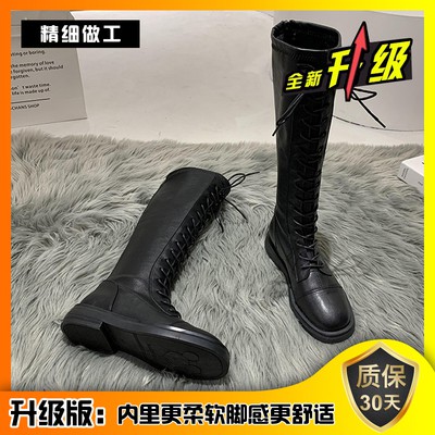 Boots da cao cổ buộc dây mũi tròn ulzzang