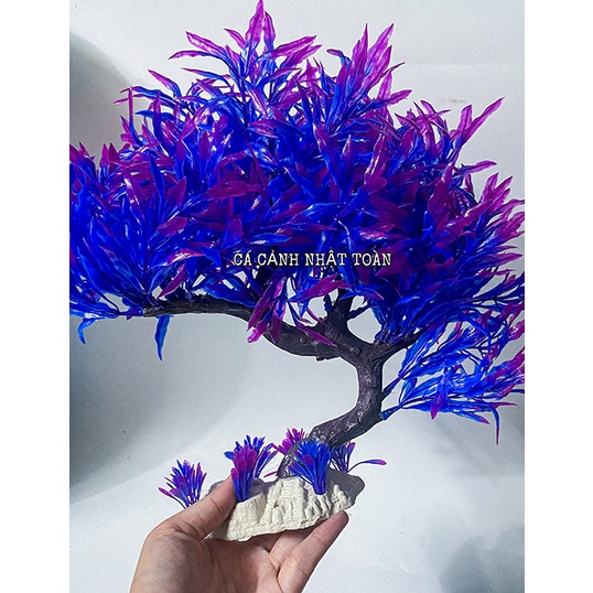 TIỂU CẢNH BONSAI GIẢ TRANG TRÍ BỂ CÁ NON BỘ CAO 20CM DÀI 30CM