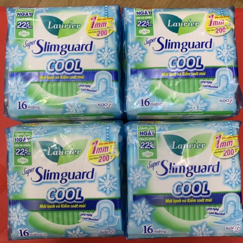 [ Combo] 4 gói Laurier Slimguard COOL băng vệ sinh cao cấp gói 16 m