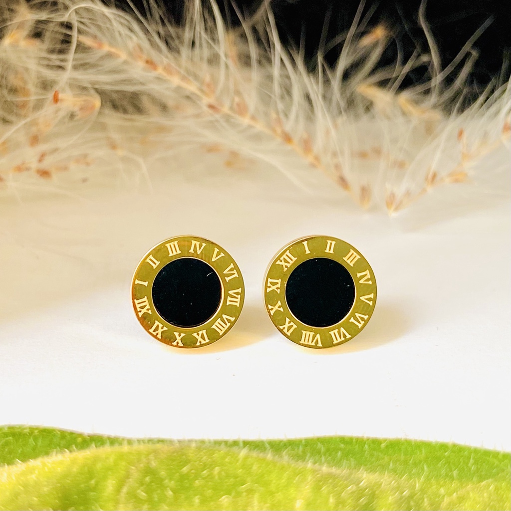 Phụ kiện hoa tai nữ, khuyên tai nữ titan mạ vàng 18k
