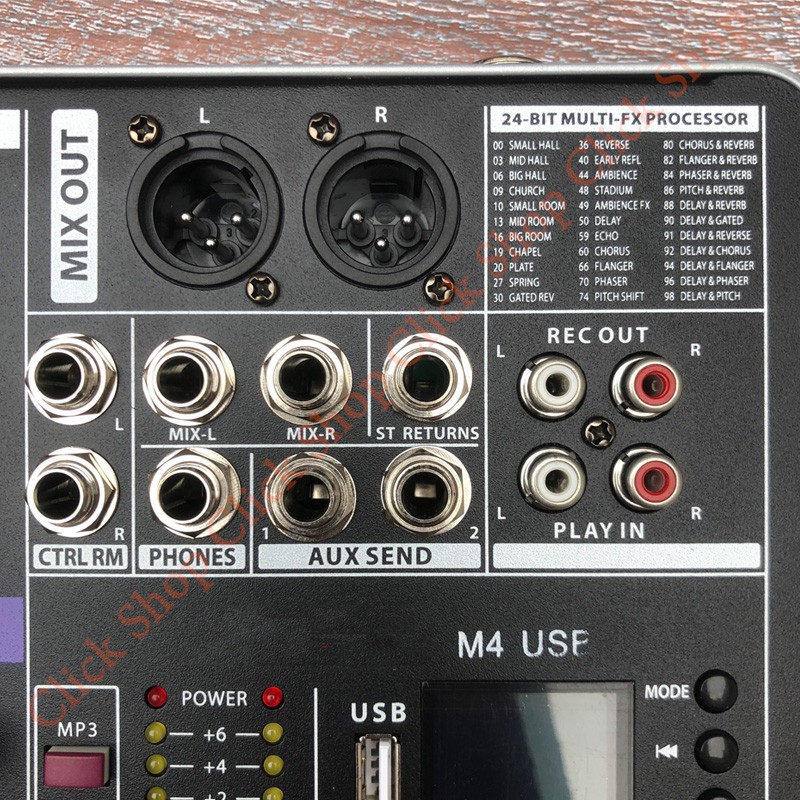 Bàn mixer M4 USB có 100 hiệu ứng để hát karaoke và livestream dòng cao hơn mixer f4 và mixer f7 màn hình led hiển thị