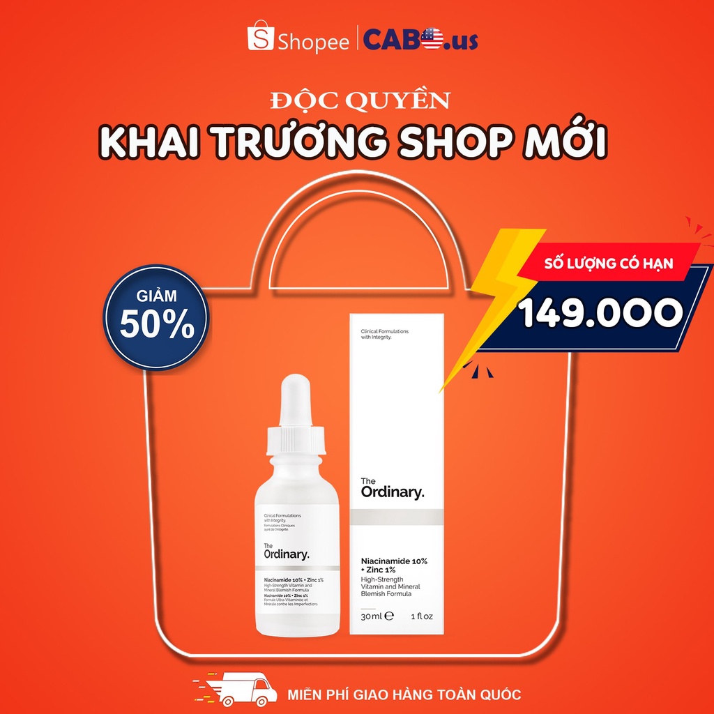 Serum Niacinamide 10% + Zinc 1% The Ordinary giảm dầu, bớt mụn, mờ thâm sau mụn (bản canada đủ bill)