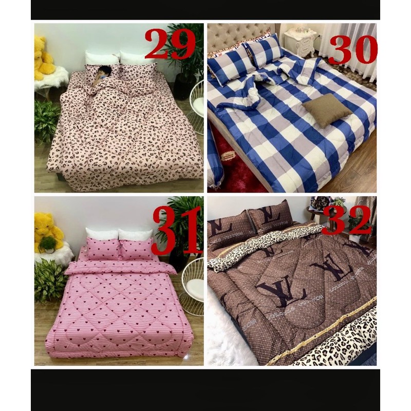 Trọn bộ chăn phao ga gối 5 món dầy đẹp poly cao cấp Boss Decor