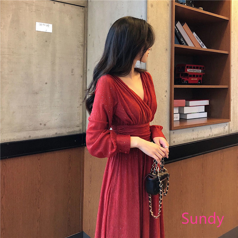 Đầm Xếp Ly Lấp Lánh Phong Cách Hàn Quốc Thời Trang Mùa Thu Cho Nữ | BigBuy360 - bigbuy360.vn