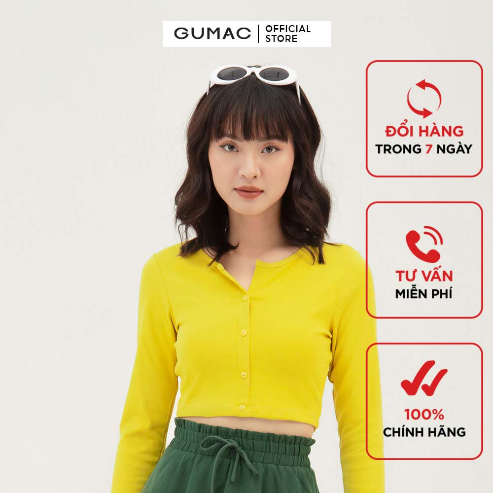 Áo croptop nữ tay dài GUMAC phong cách cá tính, năng động ATB3106