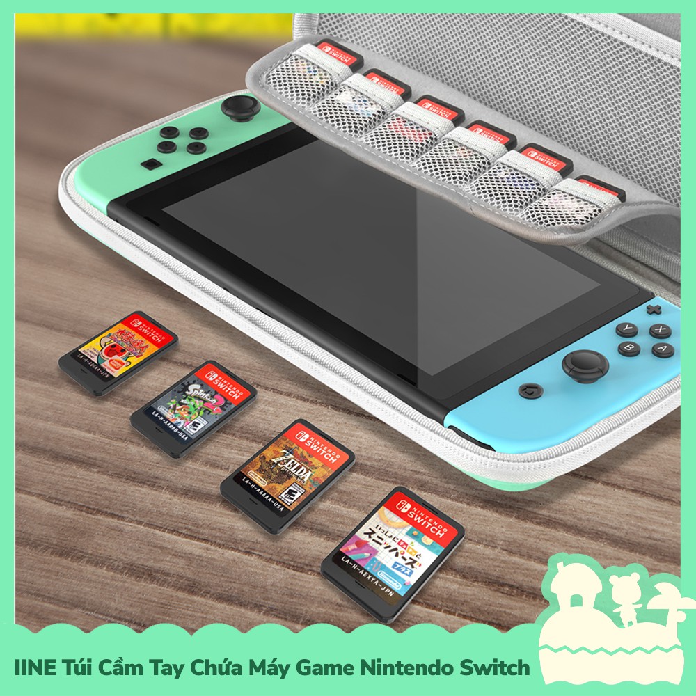 [Sẵn VN - NowShip] IINE Phụ Kiện Túi Lưu Trữ Di Động Cầm Tay Bảo Vệ Máy Game Nintendo Switch Phong Cách Animal Crossing