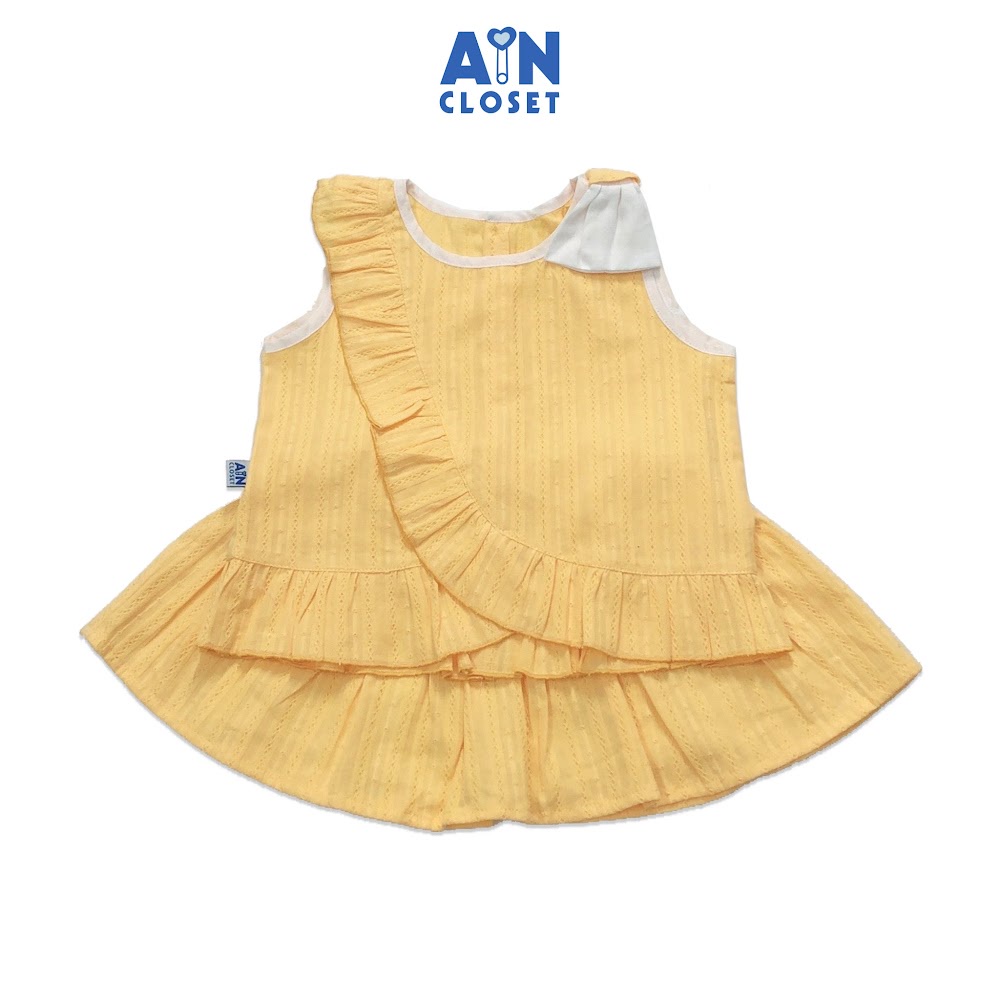 [Mã BMBAU50 giảm 7% đơn 99K] Bộ áo váy ngắn bé gái họa tiết Bèo vàng cotton dệt - AICDBGWIE75K - AIN Closet