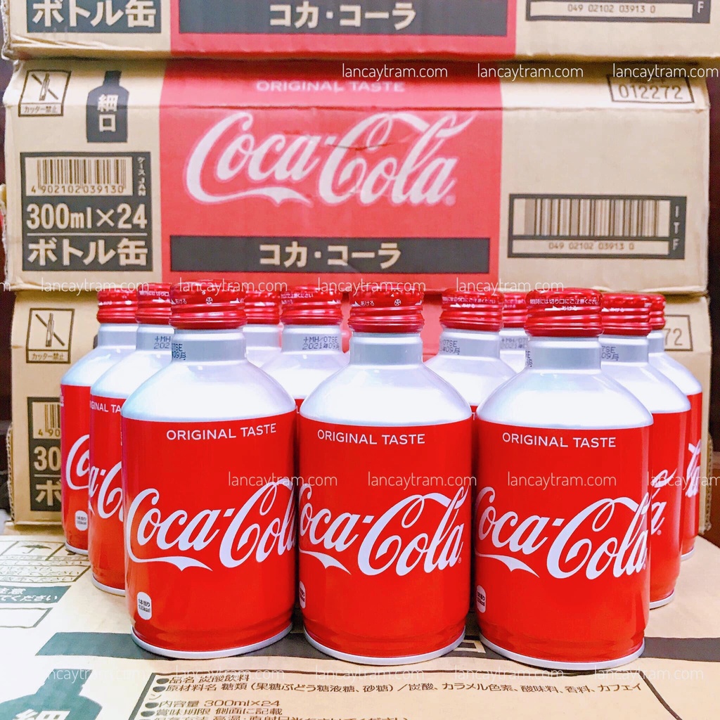 Nước Coca Cola Nhật Bản Chai Nhôm Nắp Vặn - Thùng 24 Chai X 300ml