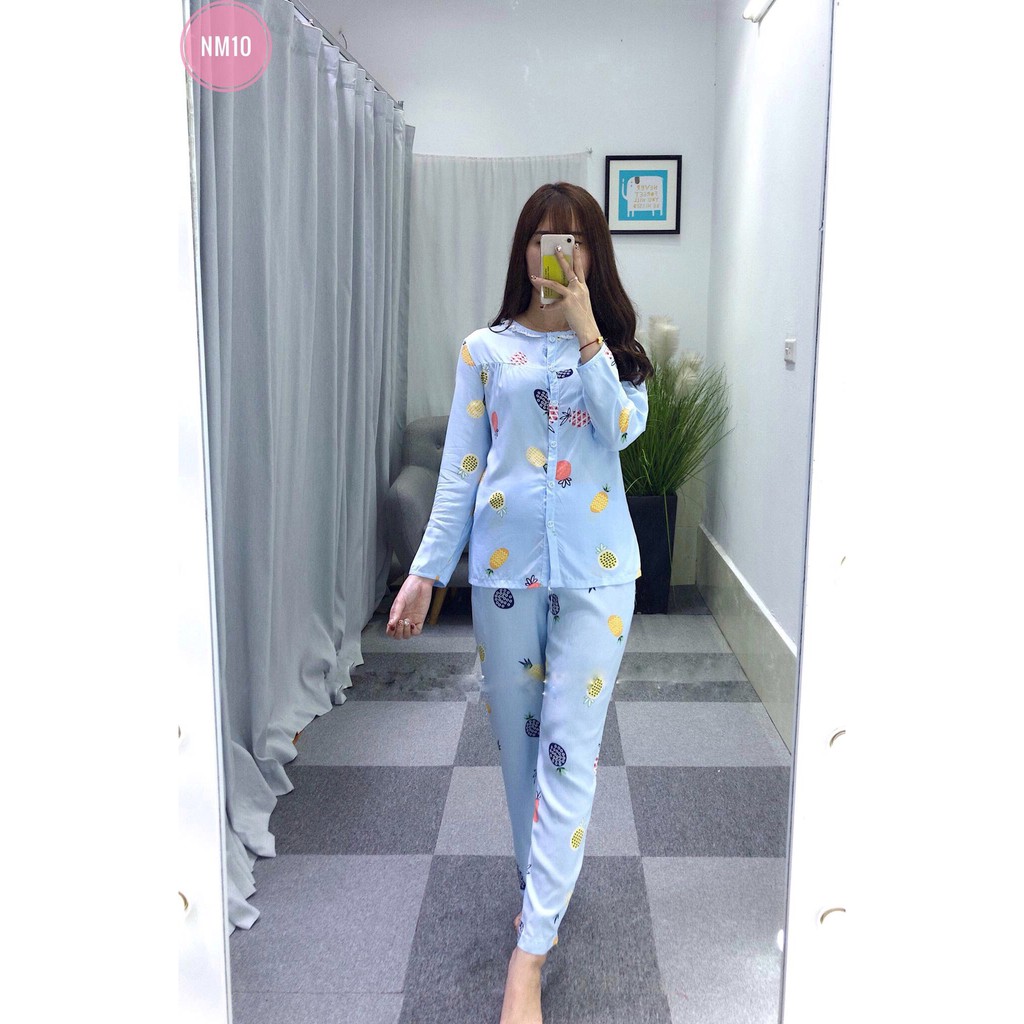 Bộ lanh sau sinh mở cúc mẹ sau sinh dưới 55kg